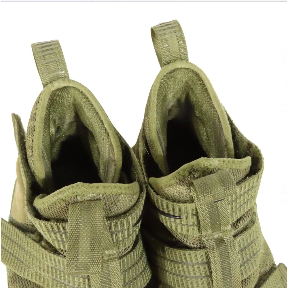 NIKE Lebron Soldier XI/11 Olive Green Sneakers 897646-200 Camo Mesh Suede 10.5